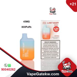 lost mary marbull 45mg 800 Puffs. disposable vape device with strong pre-charged internal battery 550 mAh. one of the best disposable vape devices in Kuwait