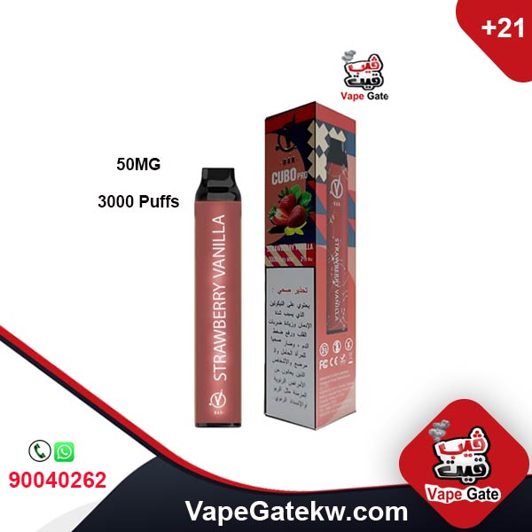 Vbar Strawberry Vanilla 50MG 3000 Puffs .high quality disposable vape with very strong internal battery 1,100 mAh. no need to recharge, enhanced with Advanced MESH Atomizing Tech (VAMT) to ensure smooth taste & huge vapor