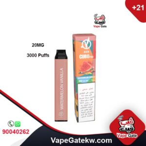 Vbar Watermelon Vanilla 20MG 3000 Puffs. high quality disposable vape with very strong internal battery 1,100 mAh. no need to recharge, enhanced with Advanced MESH Atomizing Tech (VAMT) to ensure smooth taste & huge vapor