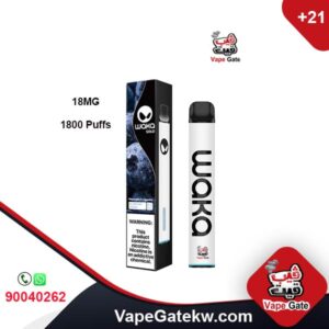 Waka Solo Blueberry 18MG 1800 Puffs. A disposable vape device with strong internal battery 850 mAh that no need to recharge. Waka enhanced with good flavor and good design as well