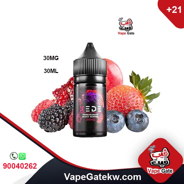 Sams vape Xede salt 30MG 30ML. salt vape juice mixed between pomegranate with mix berry. in bottle size 30ml.Suitable to use with Cig puff, with low watt vape kits