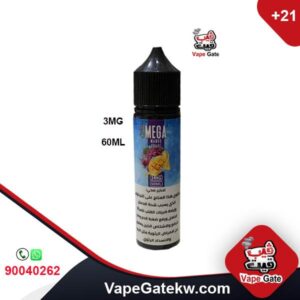 Mega Mango Grape Mint 3MG 60Ml. a unique between two amazing fruits, gathered fresh mango along with delicious grape .suitable to use with shisha puff, with high watt vape kits.
