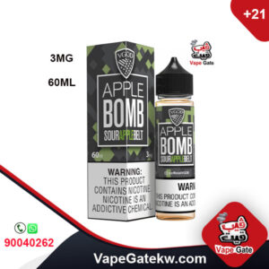 APPLE BOMB VGOD SALTNIC 3MG, VGOD Apple Bomb infuses crisp & sour granny smith green apples into a sweet & sugary candy belt. VGOD Apple Bomb is available in 60ml unicorn bottles.