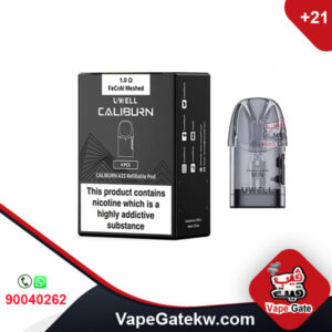 Caliburn A3S Pods 1.0 ohm. compatible with Uwell Caliburn A3, Caliburn A3S & Caliburn AK3. pack includes 4 pods. with pod capacity 2 ML