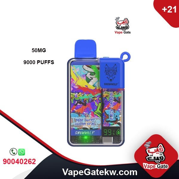Easy Smart Grape Bear 50MG 9000 Puffs. enhanced with digital screen that shows it provides easy monitoring of liquid and battery levels