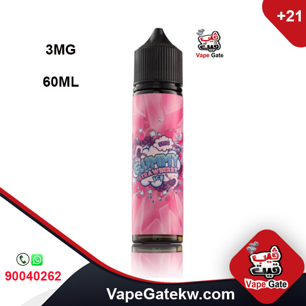 GUMMY STRAWBERRY ICE 3MG 60ML. strawberry accents finished with frigid out the flavor ,in bottle size 60ML .Nicotine Level 3MG to use with shisha puff. 24 hours delivery Kuwait