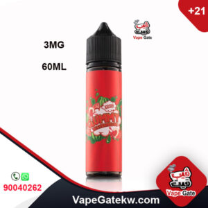 GUMMY WATERMELON 3MG 60ML. a flavor of fresh Watermelon ,3MG nicotine and bottle size 60 ML. Suitable to use with shisha puff coils or pods.