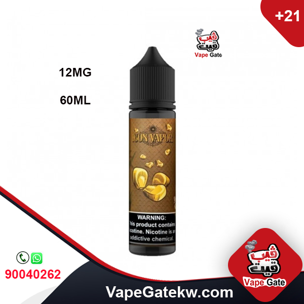Icon Vapor Roots 12MG 60ML. Perfect blend of fresh backed bread along with sweet flavor and starch Freebase vape juice in bottle size 60ML