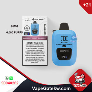 JDI Vabeen Blueberry Cherry Cranberry 20MG 6000 Puffs. Vabeen disposbale vape, enhanced with digital screen that shows number of puffs and battery life. extreme flavor and powerful performance
