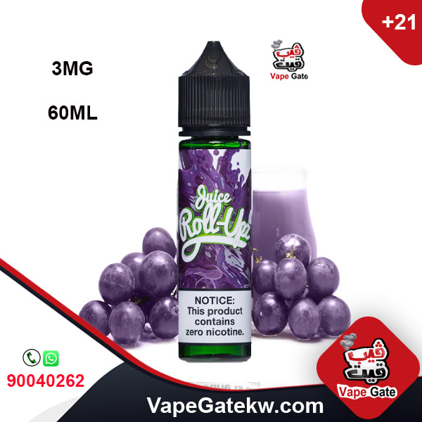 Juice Roll Upz grape 3MG 60ML .Fresh grapes harvested right from the vine and candied until they are as sweet and delicious as possible then mixed in with a luscious candy base. 60ml