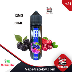 Mega Berry 12MG 60ML. a flavor of different types of berries like; red berry, blue berry and black berry. with touch of sweetness, freebase vape juice