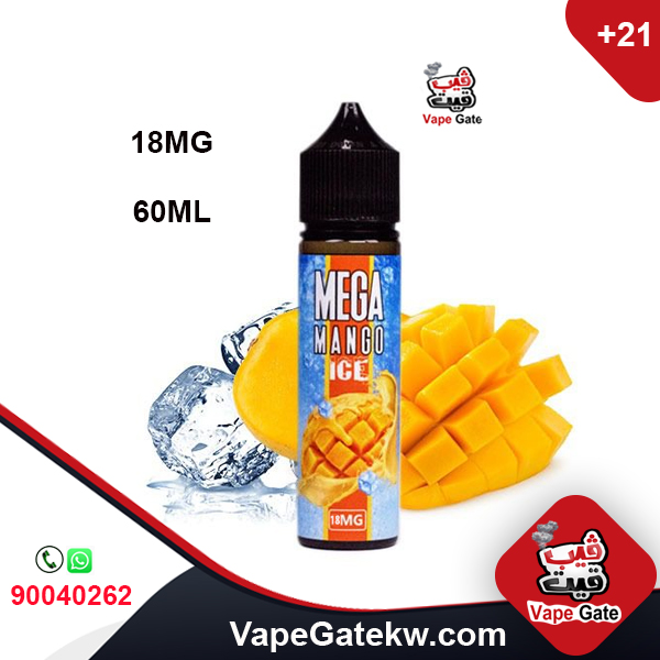 Mega Mango Mint 18MG. Enjoy with the fresh taste of mango juice with cubes of ice. Mega mango mint, taste of delicious mango with cool touch. Bottle size 60ml