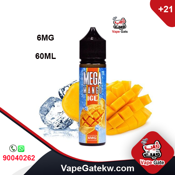 Mega Mango Mint 6MG. Enjoy with the fresh taste of mango juice with cubes of ice. Mega mango mint, taste of delicious mango with cool touch. Bottle size 60ml