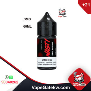 Nasty Red Apple 3MG 60ML. For those who like the sweet flavor of apple.  freebase liquid in bottle size 60ml . 24 hours delivery kuwait