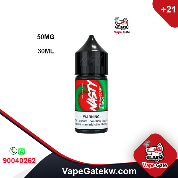 Nasty Strawberry Kiwi 50MG 30ML Pod Mate. salt vape juice with the strong taste and aroma of Nasty vape liquid. a flavor of fresh Strawberry along with Kiwi in bottle size 30ML