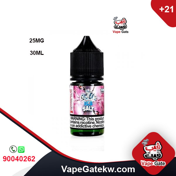 Roll Upz Strawberry Ice 25MG 30ML. Strawberry ICE by Juice Roll-Upz SALT mixes together energizing nicotine salts and fragrant strawberry accents finished with frigid menthol to round out the flav.