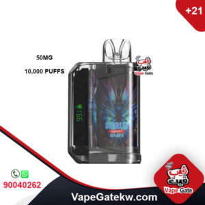 Sigelei Smart Grape 50MG 10000 Puffs. A distinguished disposable vape device enhanced with smart screen that shows battery level and juice size. rechargeable battery 650mAh