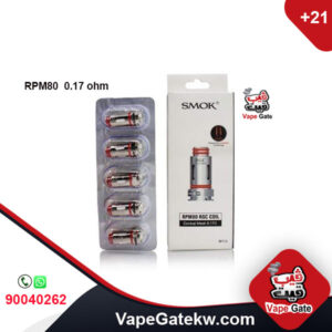 Smok RPM80 RGC Coil 0.17 ohm. Smok coils compatible with RPM80 devices. Pack includes 5 coils with ohm resistance 0.17 ohm. suitable to be used with Freebase juice