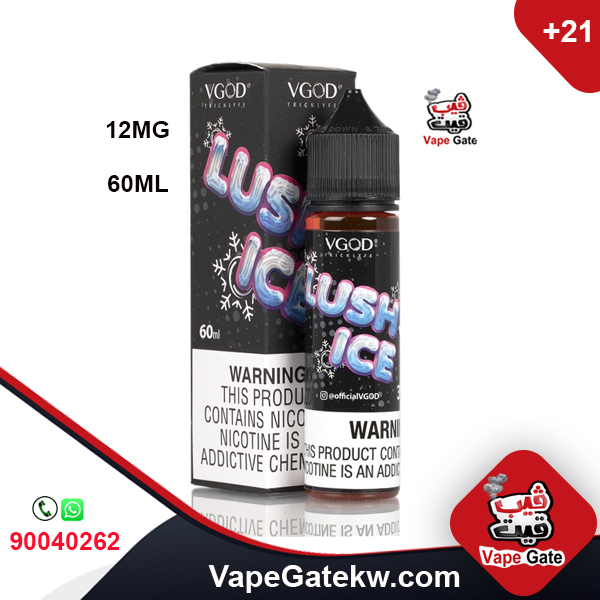 VGOD LUSH ICE VAPE LIQUID 12MG 60ML.Lush Ice, a sweet flavor of iced watermelon. Fresh Watermelon on the Inhale with sweet of Mixed Melons and smooth Menthol 60ml