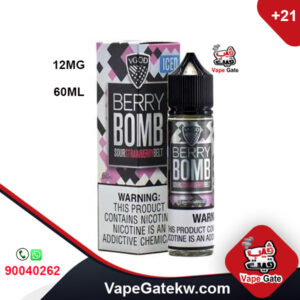 Vgod Berry Bomb Ice Sour Strawberry 12MG 60ML.a unique mix of soft sour strawberry belt candy mixed with a refreshing icy menthol finish. Berry Mint is super smooth, erupting with fruity tart sweetness and an icy taste that makes it absolutely delicious at every inhale