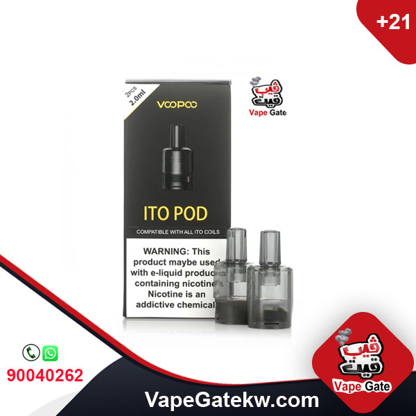 Voopoo ITO Pod 2 PCs. Pack includes 2 empty pods of Voopoo ITO. its compatible with all voopoo ITO coils with pod capacity 2ML