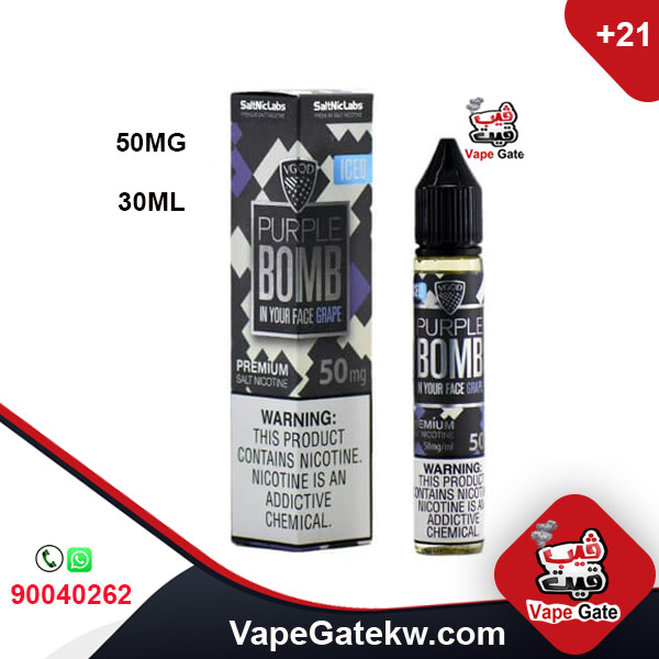 ICE VGOD Purple Bomb SALTNIC 50MG 30ML. taste of Grape with ice. enjoy with the flavor of fresh and cool taste of Grape. Salt liquid to use with low watt cigs. cig puff.