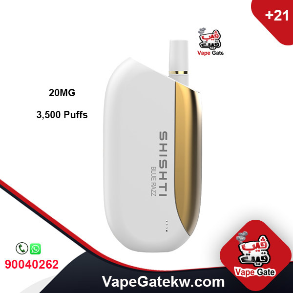 Shishti MTL BLUE RAZZ 20MG 3500 Puffs. A luxury disposable vape with unique design and strong performance. No need to recharge or refill, with smart technology to enhance flavor