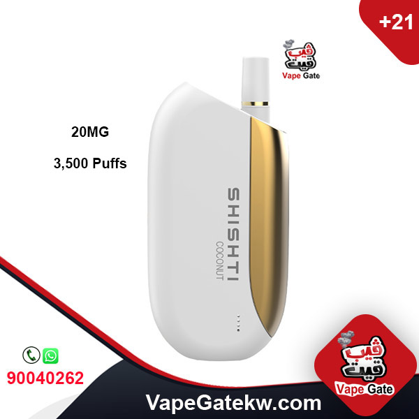 Shishti MTL COCONUT 20MG 3500 Puffs. A luxury disposable vape with unique design and strong performance. No need to recharge or refill, with smart technology to enhance flavor