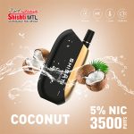 Shishti MTL COCONUT 50MG 3500 Puffs. A luxury disposable vape with unique design and strong performance. No need to recharge or refill, with smart technology to enhance flavor