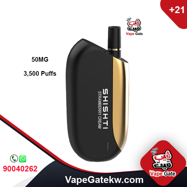 Shishti MTL STRAWBERRY CREAM 50MG 3500 Puffs. A luxury disposable vape with unique design and strong performance. No need to recharge or refill, with smart technology to enhance flavor