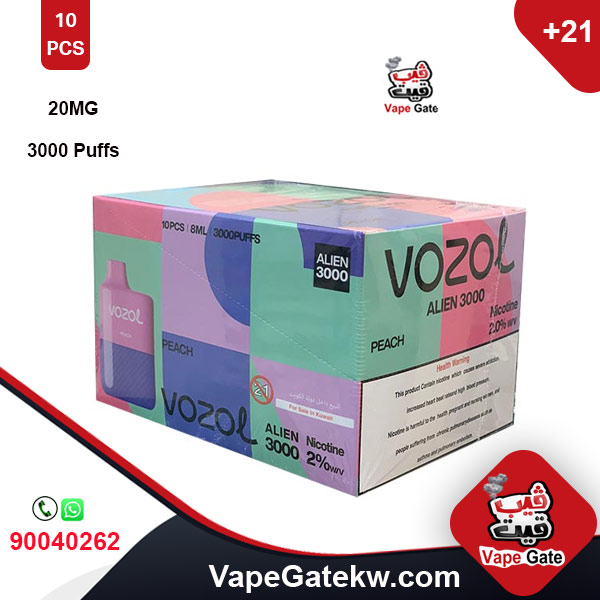 Carton OF Vozol Peach 20MG 3000PUFFS 10PCS