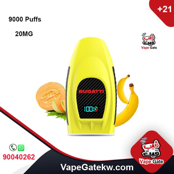 24 hours delivery kuwait, BUGATTI, BUGATTI 9000 pufffs, Bugatti B9000 Disposable, BUGATTI disposable vape, BUGATTI flavor, BUGATTI kuwait, BUGATTI Vape, BUGATTI Vape Banana Melon 20MG 9000 Puffs, BUGATTI vape review, kuwait vape, price BUGATTI vape, vape, Vape BUGATTI, vape BUGATTI 9000 puffs